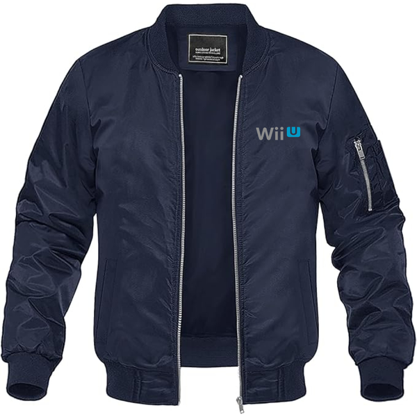 Men's Wii-U Logo Lightweight Bomber Jacket Windbreaker Softshell Varsity Jacket Coat
