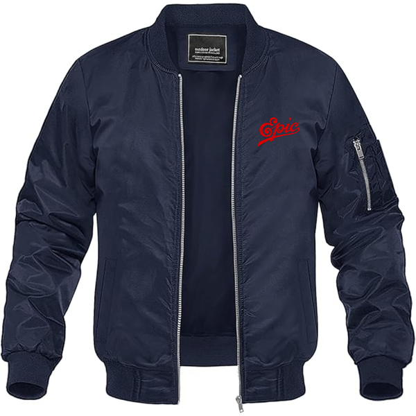 Men's Epic Records Lightweight Bomber Jacket Windbreaker Softshell Varsity Jacket Coat