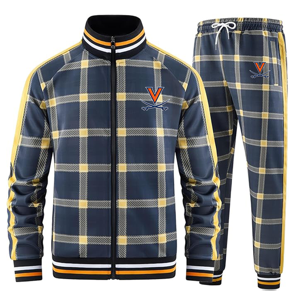 Men's Virginia Cavaliers  Full-zip Long Sleeve Plaid Track Jackets and Pants 2 Piece