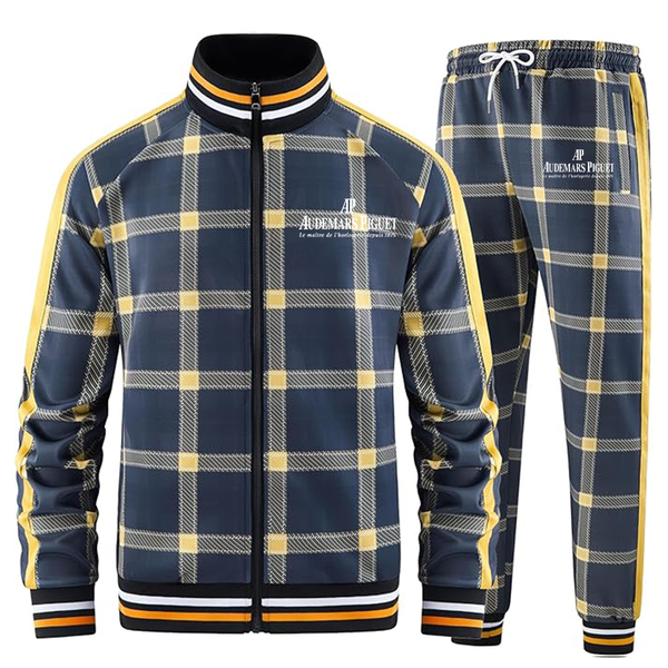 Men's Audemars-Piguet Full-zip Long Sleeve Plaid Track Jackets and Pants 2 Piece