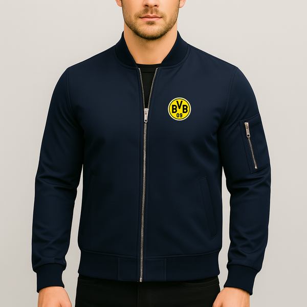 Men's Borussia Dortmund BVB FC Lightweight Bomber Jacket Windbreaker Softshell Varsity Jacket Coat