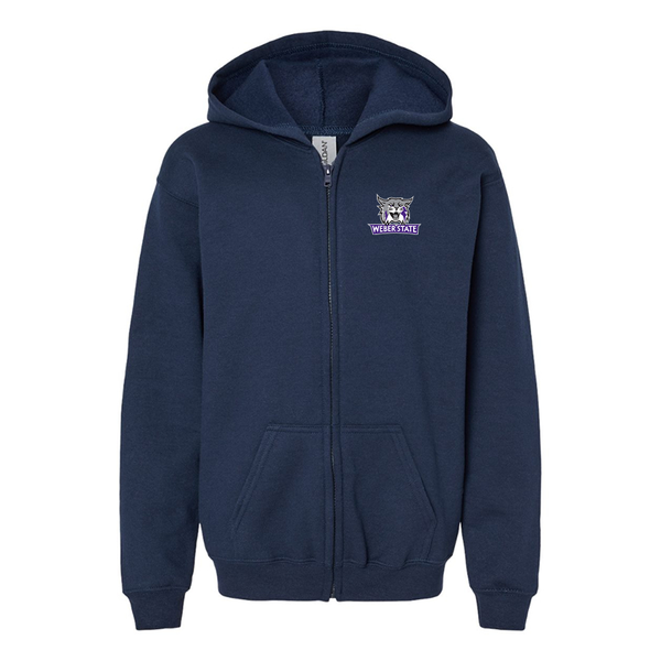Gildan Heavy Blend Youth Weber State Wildcats Full Zip Hooded Sweatshirt