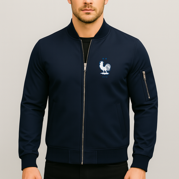 Men's France National Soccer Team Lightweight Bomber Jacket Windbreaker Softshell Varsity Jacket Coat