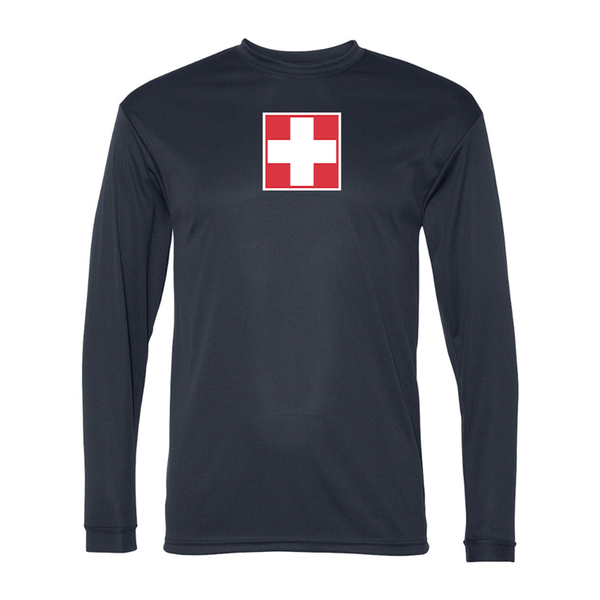 Men's Switzerland National Football Soccer Team  Performance Long Sleeve T-Shirt