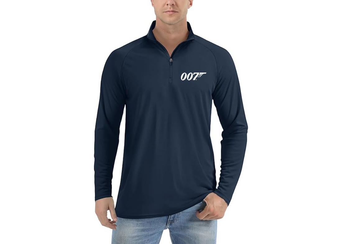 007 James Bond Movie - Lightweight Quarter-Zip Athletic Shirt – Long Sleeve Polyester Wear