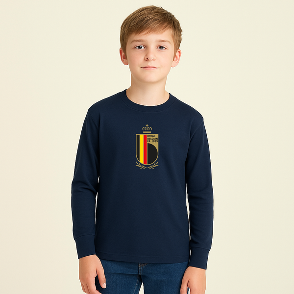 Youth Kids Belgium National Soccer Team Long Sleeve T-Shirt