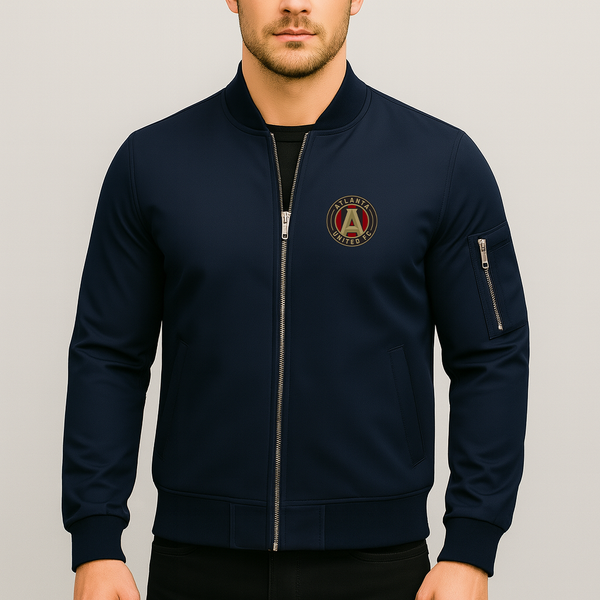 Men's Atlanta United FC Lightweight Bomber Jacket Windbreaker Softshell Varsity Jacket Coat