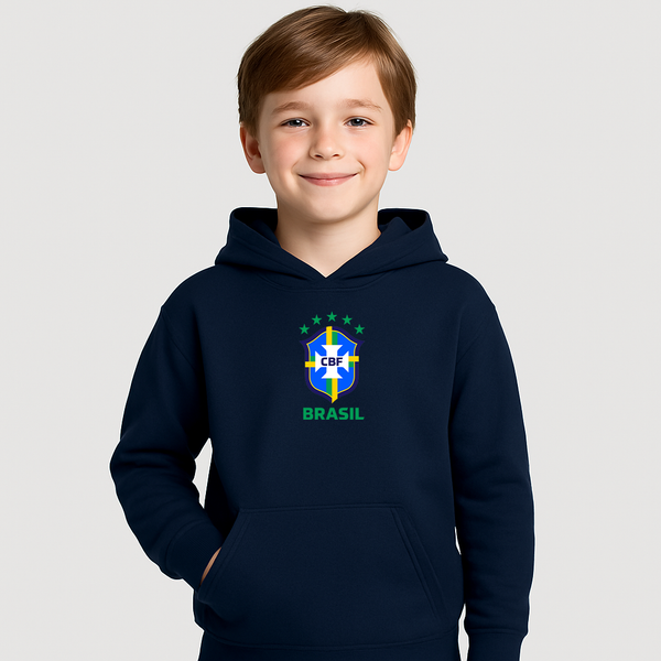 Youth Kids Brasil National Soccer Team Pullover Hoodie