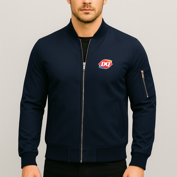 Men's  DQ Dairy Queen Lightweight Bomber Jacket Windbreaker Softshell Varsity Jacket Coat
