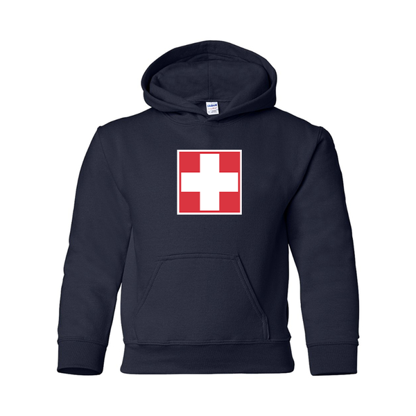 Youth Switzerland National Football Soccer Team  Gildan Heavy Blend  Hooded Sweatshirt