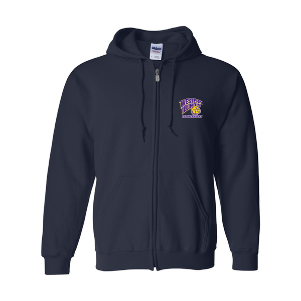 Men's Western Illinois Leathernecks Gildan  Heavy Blend Full Zip Hooded Sweatshirt