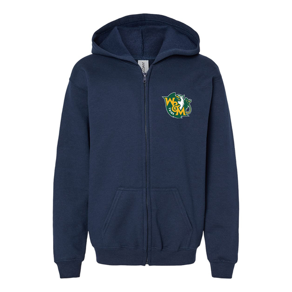 Gildan Heavy Blend Youth  William and Mary Tribe Full Zip Hooded Sweatshirt