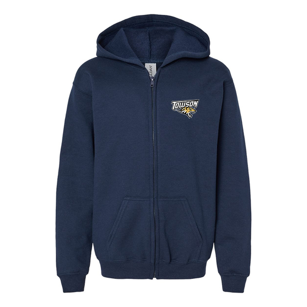 Gildan Heavy Blend Youth Towson Tigers Full Zip Hooded Sweatshirt