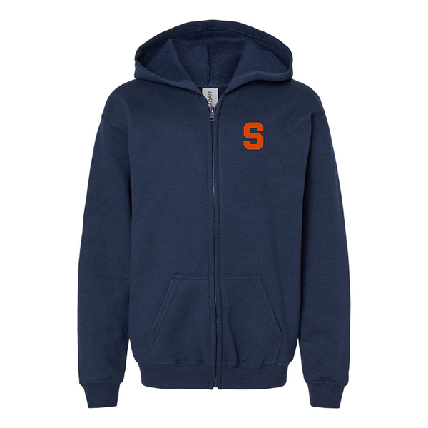 Gildan Heavy Blend Youth Syracuse Orange Full Zip Hooded Sweatshirt
