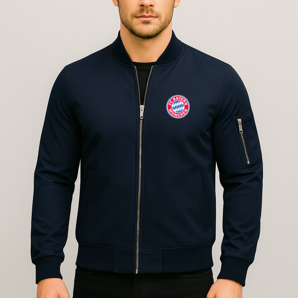 Men's F.C. Bayern Munchen Soccer Lightweight Bomber Jacket Windbreaker Softshell Varsity Jacket Coat