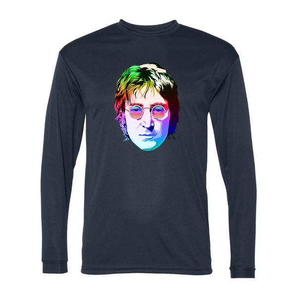 Men's John Lennon Face Art Music Polyester Long Sleeve T-Shirt