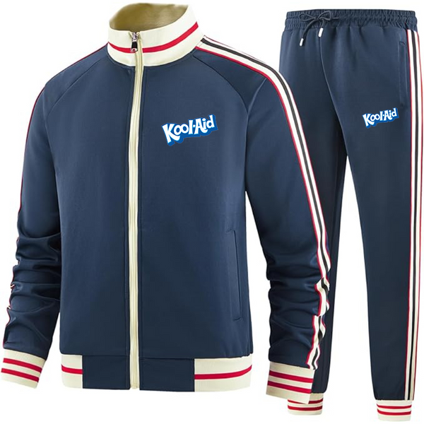 Men's kool-Aid Tracksuit with Bold Striped Accents and Zippered Front