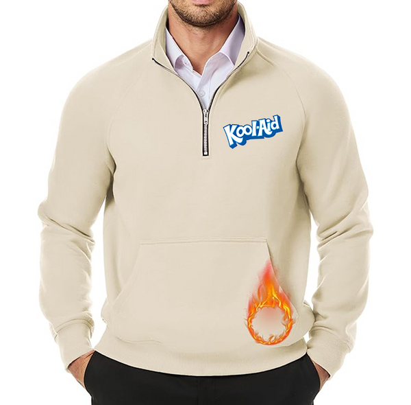 Men's kool-Aid JMIERR Quarter Zip Pullover Heavy Sweatshirts Warm Fleece Sweatshirt Polo Shirt with Pockets