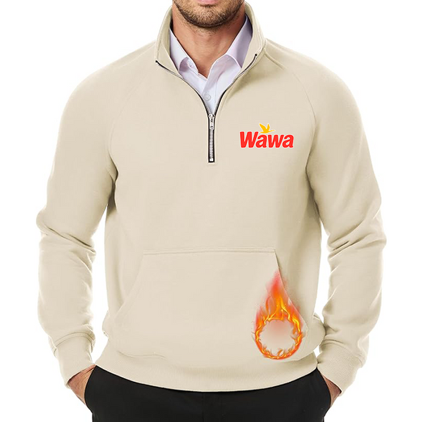 Men's  Wawa Gas Station JMIERR Quarter Zip Pullover Heavy Sweatshirts Warm Fleece Sweatshirt Polo Shirt with Pockets