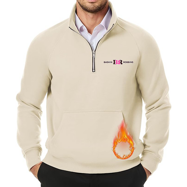 Men's Baskin-Rоbbins  JMIERR Quarter Zip Pullover Heavy Sweatshirts Warm Fleece Sweatshirt Polo Shirt with Pockets