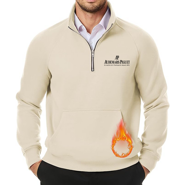 Men's Audemars-Piguet JMIERR Quarter Zip Pullover Heavy Sweatshirts Warm Fleece Sweatshirt Polo Shirt with Pockets