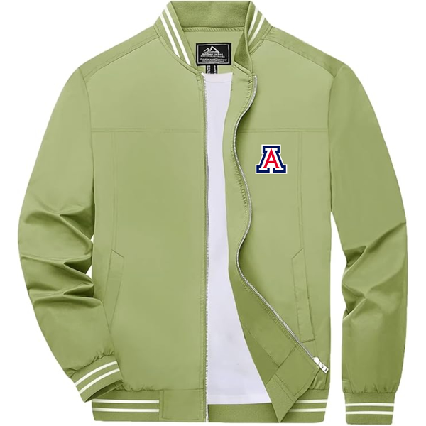 Men's Arizona Wildcats  Lightweight Zip-Up Bomber Jacket with Ribbed Collar and Cuffs Versatile Casual Outerwear