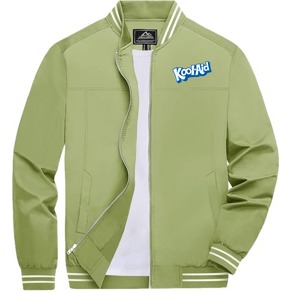 Men's kool-Aid Lightweight Zip-Up Bomber Jacket Ribbed Collar and Cuffs Outerwear