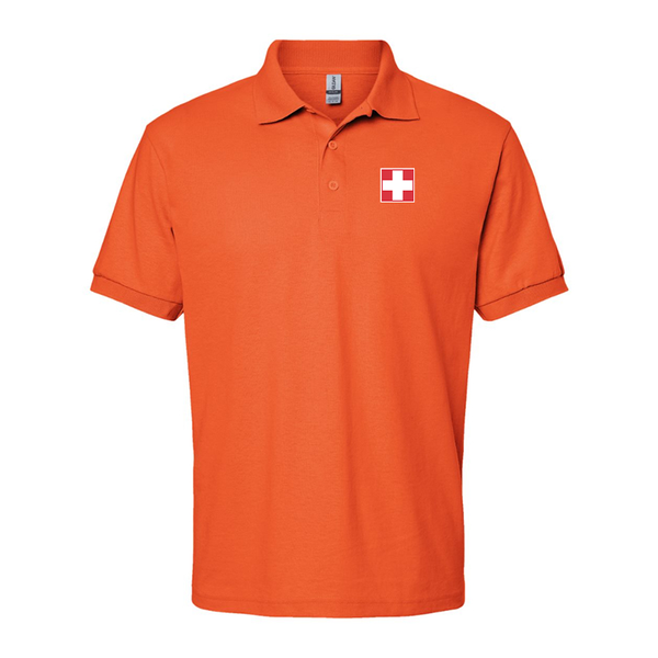 Men's Switzerland National Football Soccer Team Gildan Dry Blend Jersey Polo