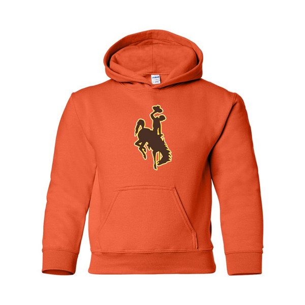 Youth   Wyoming Cowboys Gildan Heavy Blend  Hooded Sweatshirt