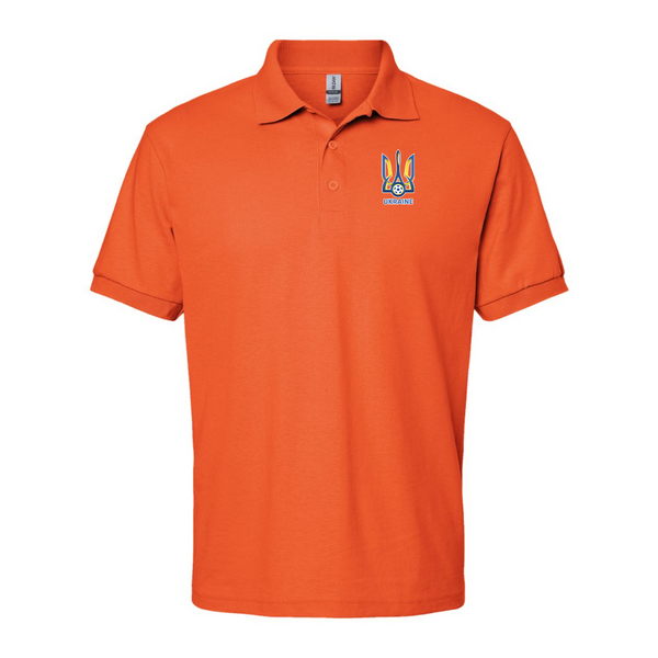 Men's Ukraine National Football Soccer Team Gildan Dry Blend Jersey Polo