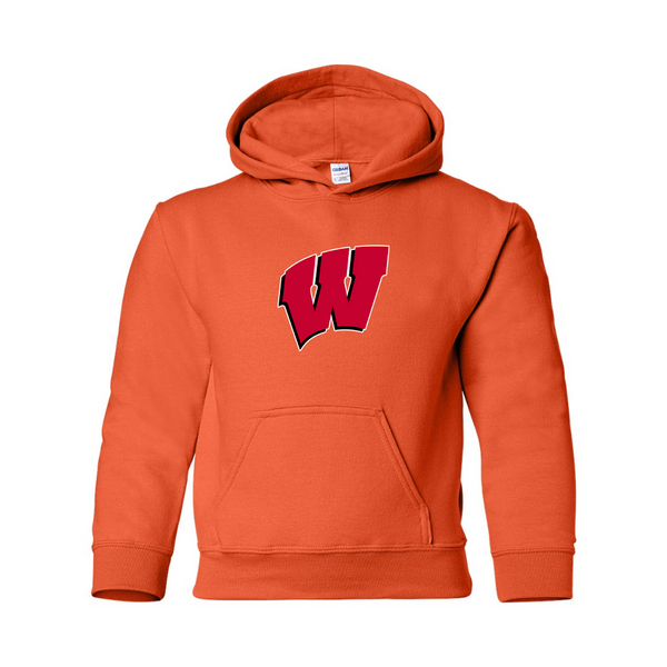 Youth Wisconsin Badgers Gildan Heavy Blend  Hooded Sweatshirt
