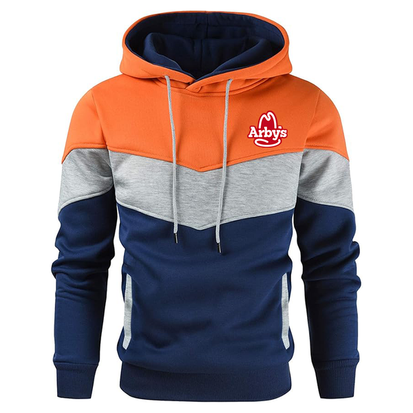 Men's Arbys  Novelty Color Block Pullover Fleece Hoodie Long Sleeve Casual