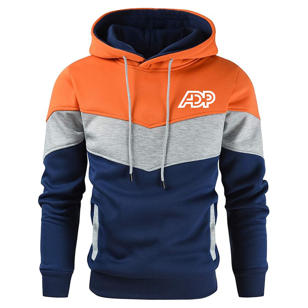 Men's ADP  Novelty Color Block Pullover Fleece Hoodie Long Sleeve Casual