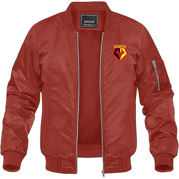 Men's  Watford Soccer Lightweight Bomber Jacket Windbreaker Softshell Varsity Jacket Coat