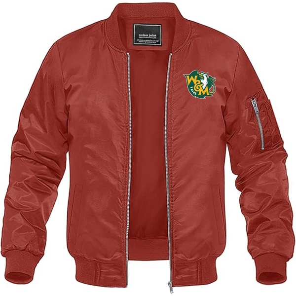 Men's  William and Mary Tribe Lightweight Bomber Jacket Windbreaker Softshell Varsity Jacket Coat