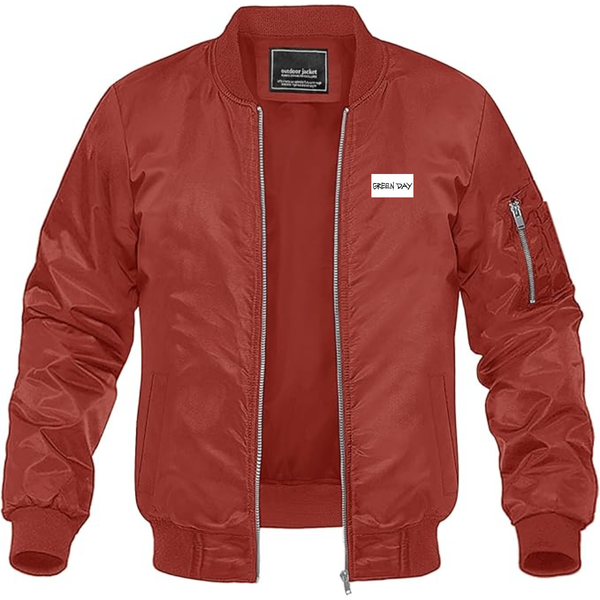 Men's Green Day Logo Lightweight Bomber Jacket Windbreaker Softshell Varsity Jacket Coat