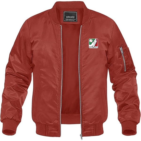 Men's  Italian Baseball League Logo Lightweight Bomber Jacket Windbreaker Softshell Varsity Jacket Coat
