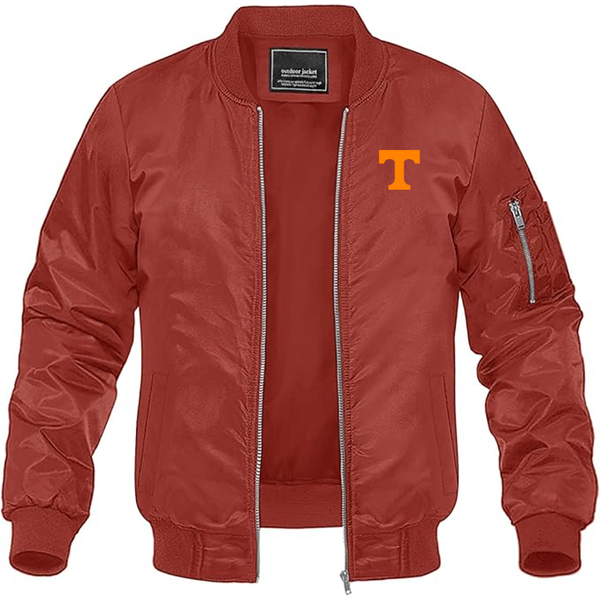 Men's Tennessee Volunteers Lightweight Bomber Jacket Windbreaker Softshell Varsity Jacket Coat