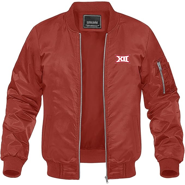 Men's  Big 12 Conference Lightweight Bomber Jacket Windbreaker Softshell Varsity Jacket Coat