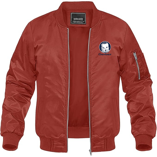 Men's Gerber Logo Lightweight Bomber Jacket Windbreaker Softshell Varsity Jacket Coat