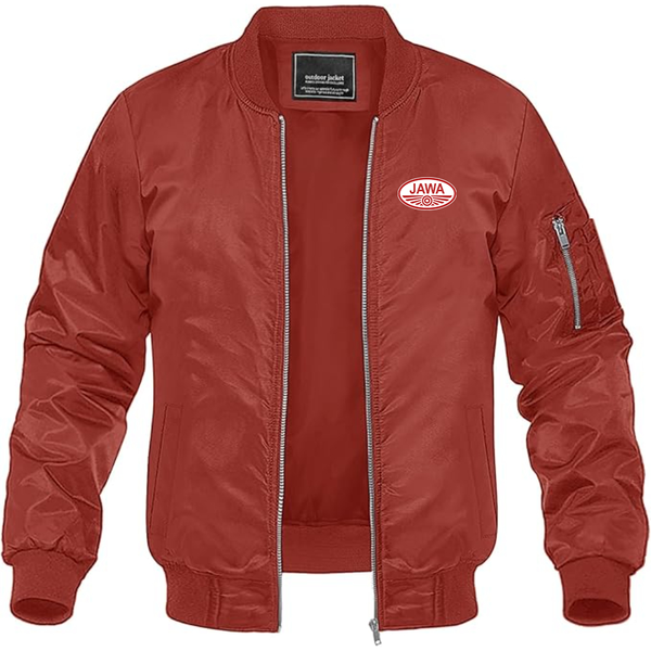 Men's Jawa Logo Lightweight Bomber Jacket Windbreaker Softshell Varsity Jacket Coat