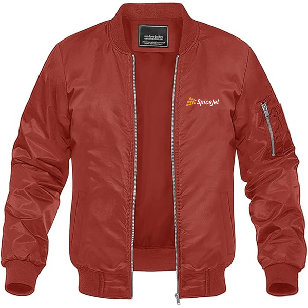 Men's SpiceJet Logo  Lightweight Bomber Jacket Windbreaker Softshell Varsity Jacket Coat