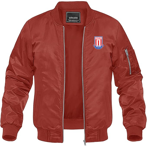 Men's Stoke City Soccer  Lightweight  Bomber Jacket Windbreaker Softshell Varsity Jacket Coat