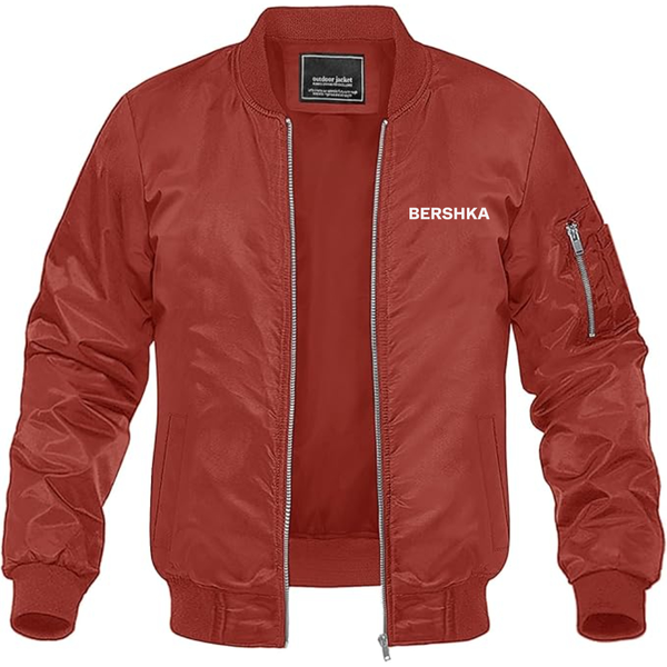 Men's Bershka Logo Lightweight Bomber Jacket Windbreaker Softshell Varsity Jacket Coat