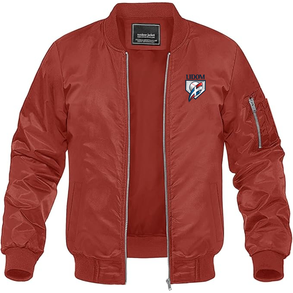 Men's Lidom Logo Lightweight Bomber Jacket Windbreaker Softshell Varsity Jacket Coat