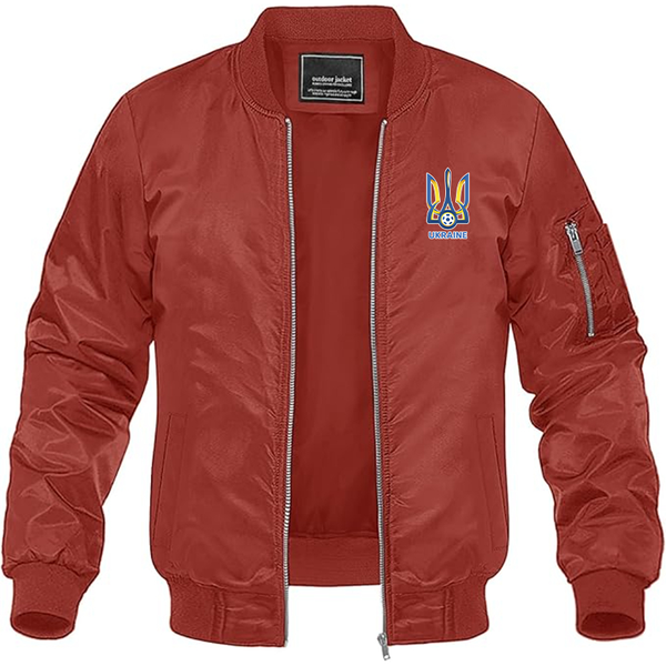 Men's Ukraine National Football Soccer Team Lightweight Bomber Jacket Windbreaker Softshell Varsity Jacket Coat