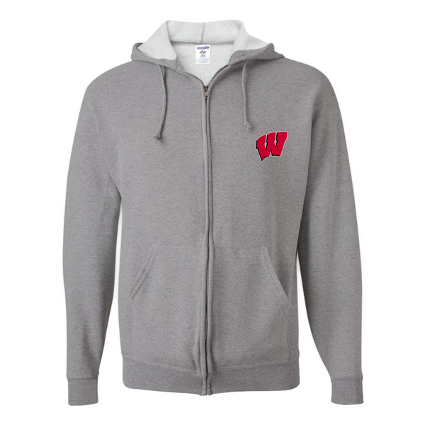 Men's  Wisconsin Badgers JERZEES NuBlend Full-Zip Hooded Sweatshirt