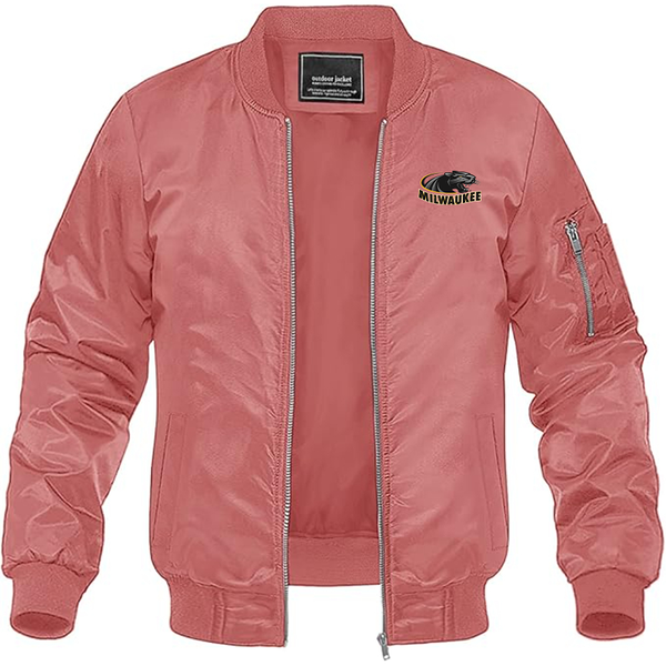 Men's Wisconsin Milwaukee Panthers Lightweight Bomber Jacket Windbreaker Softshell Varsity Jacket Coat