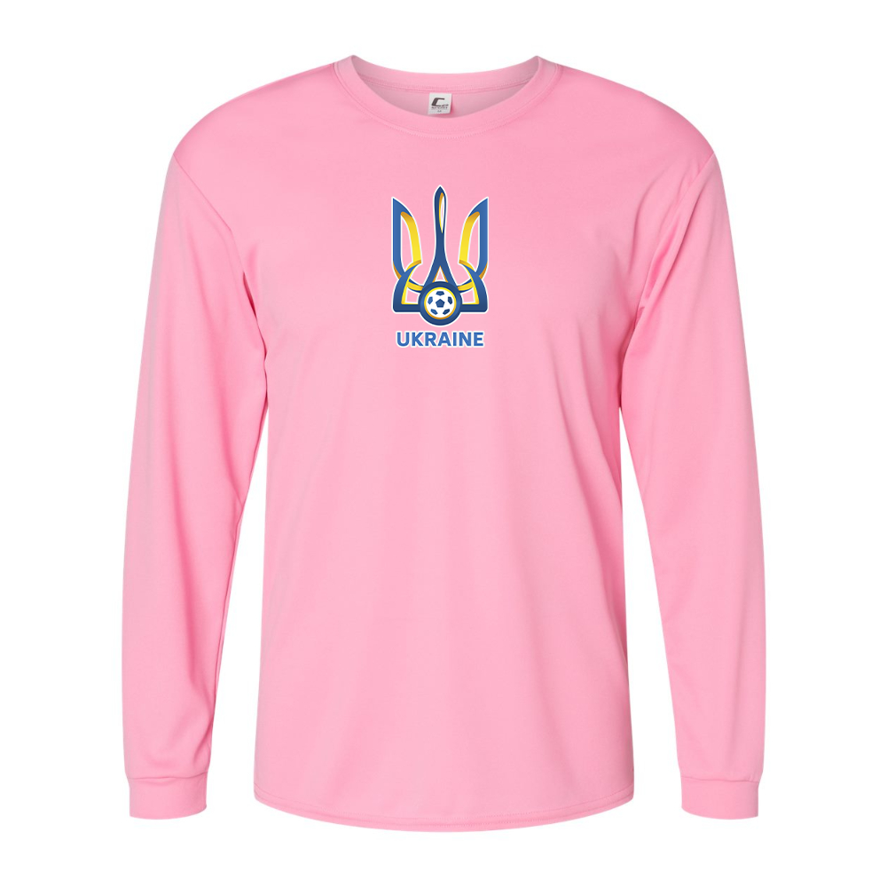 Men's Ukraine National Football Soccer Team Performance Long Sleeve T-Shirt