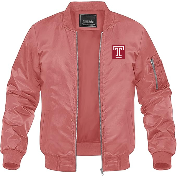 Men's Temple Owls Lightweight Bomber Jacket Windbreaker Softshell Varsity Jacket Coat